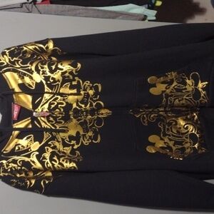 Disney 1928 Black & Gold Zip Front Sweatshirt Jacket xl